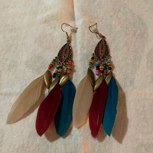 Colorful Feather Dangle Earrings